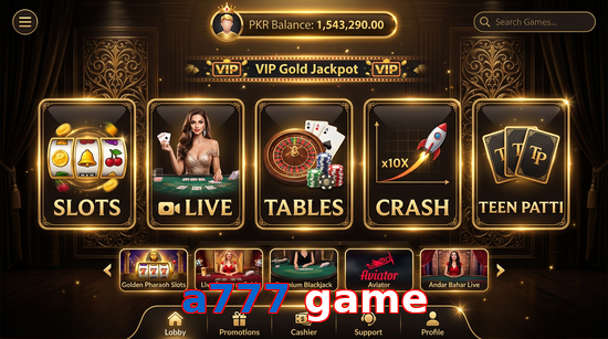 Main screen of A777 Game casino page for PK players
